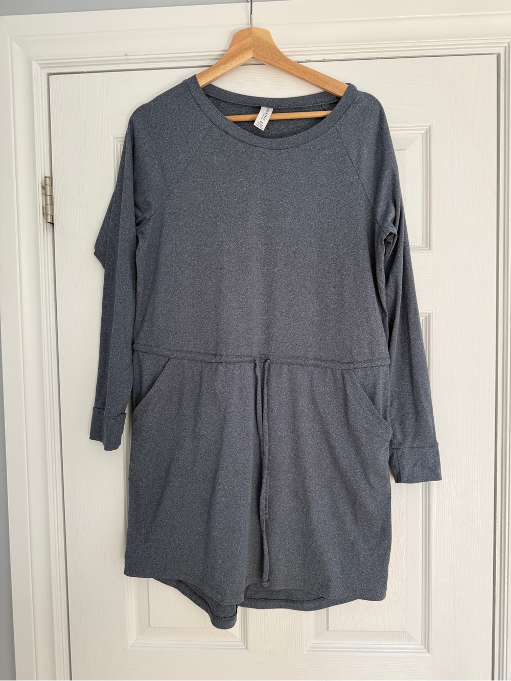 Kyodan Slate Gray/Blue Long-Sleeve Drawstring Casual Dress
